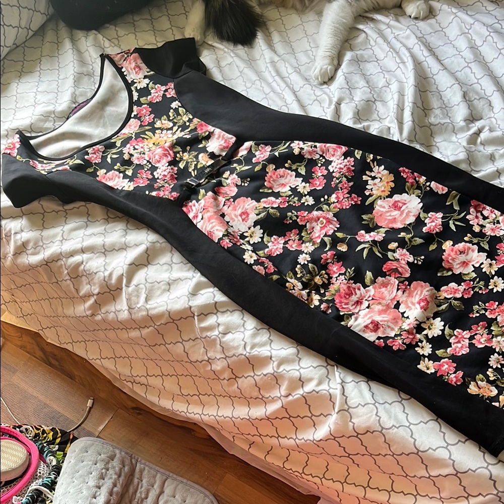 Floral Black Dress